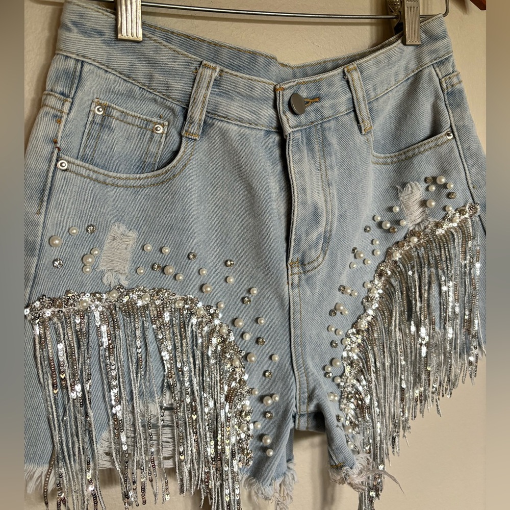Sequin beaded concert or bachelorette shorts